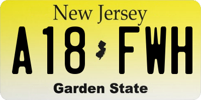 NJ license plate A18FWH