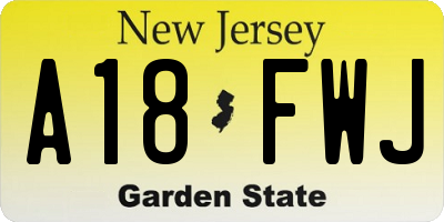 NJ license plate A18FWJ