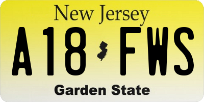 NJ license plate A18FWS