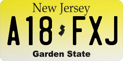 NJ license plate A18FXJ