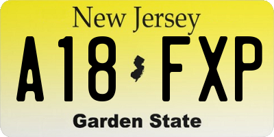 NJ license plate A18FXP