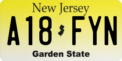 NJ license plate A18FYN