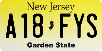 NJ license plate A18FYS