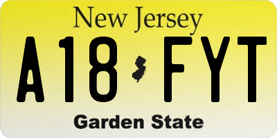 NJ license plate A18FYT