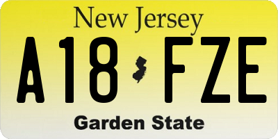 NJ license plate A18FZE