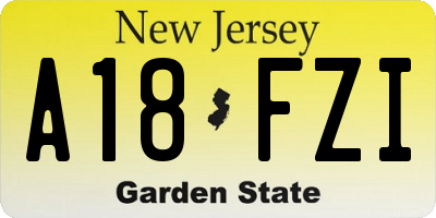 NJ license plate A18FZI