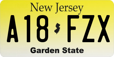 NJ license plate A18FZX