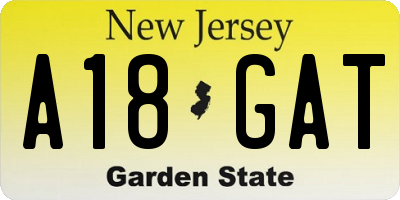NJ license plate A18GAT