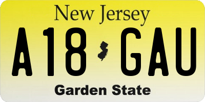 NJ license plate A18GAU