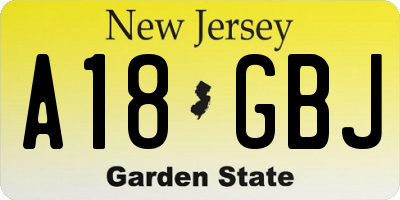 NJ license plate A18GBJ