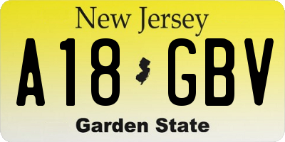 NJ license plate A18GBV