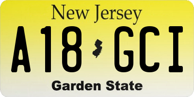 NJ license plate A18GCI