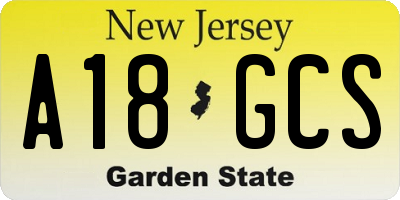 NJ license plate A18GCS