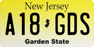 NJ license plate A18GDS