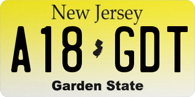 NJ license plate A18GDT