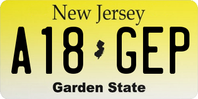NJ license plate A18GEP