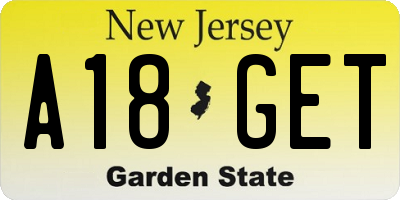 NJ license plate A18GET