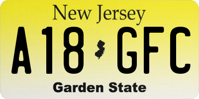 NJ license plate A18GFC