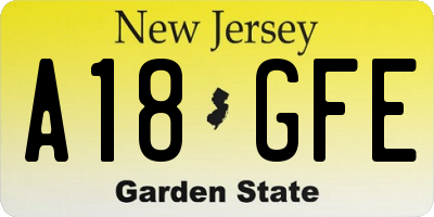 NJ license plate A18GFE