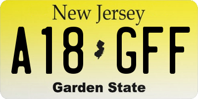 NJ license plate A18GFF