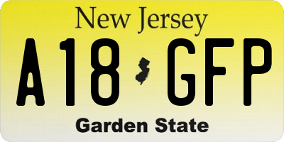 NJ license plate A18GFP