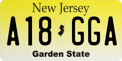 NJ license plate A18GGA