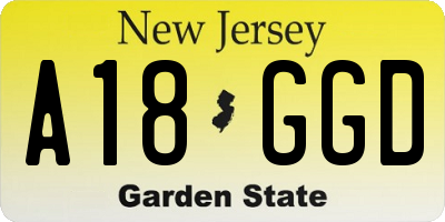 NJ license plate A18GGD