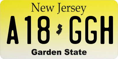 NJ license plate A18GGH