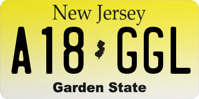 NJ license plate A18GGL