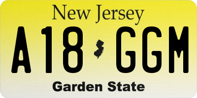 NJ license plate A18GGM