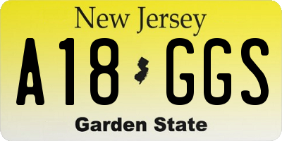 NJ license plate A18GGS