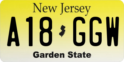 NJ license plate A18GGW