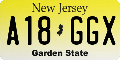 NJ license plate A18GGX