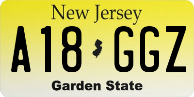 NJ license plate A18GGZ