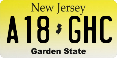 NJ license plate A18GHC