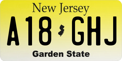 NJ license plate A18GHJ