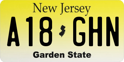 NJ license plate A18GHN