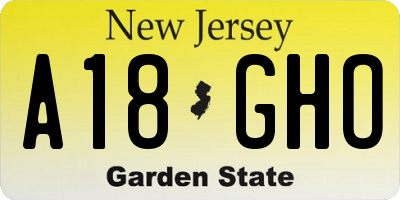 NJ license plate A18GHO