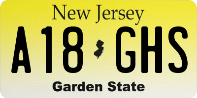 NJ license plate A18GHS