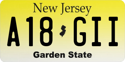 NJ license plate A18GII