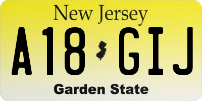 NJ license plate A18GIJ