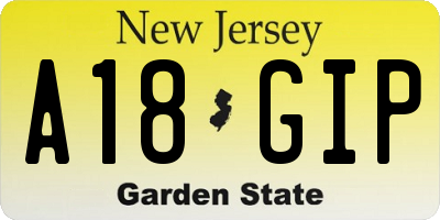 NJ license plate A18GIP