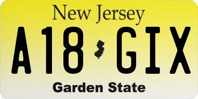 NJ license plate A18GIX