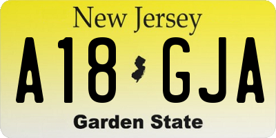 NJ license plate A18GJA