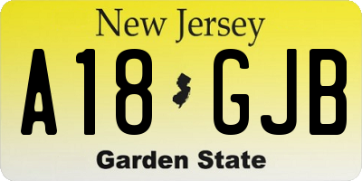 NJ license plate A18GJB