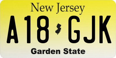 NJ license plate A18GJK