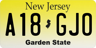 NJ license plate A18GJO