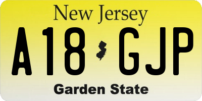 NJ license plate A18GJP