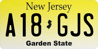 NJ license plate A18GJS