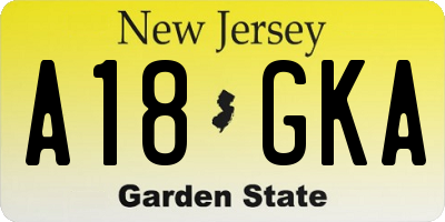 NJ license plate A18GKA